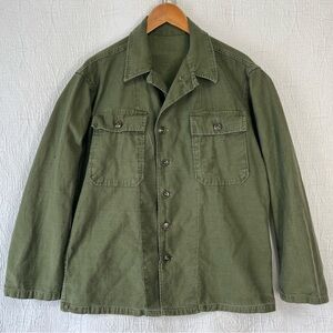 Vintage 40s OG 107 US Army Field Shirt Men Medium 1947 1st Pattern Utility Green